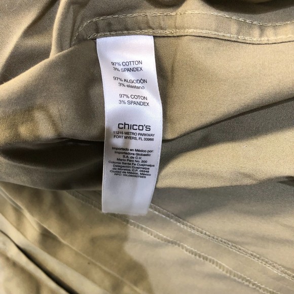 Chico's No Iron Cotton Green 3/4 Sleeve Button Down Shirt S or US 4/6 - Picture 7 of 13